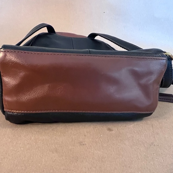 Fossil Black Genuine Leather Brown Gold Hardware Small Zip Backpack Felicity - Picture 6 of 13